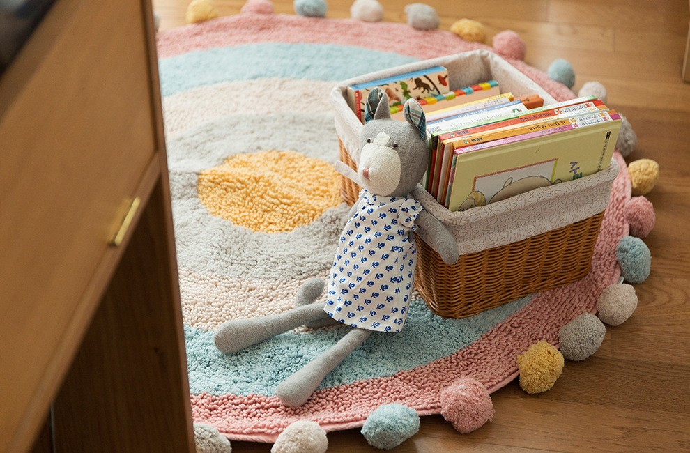 폼폼 원형 러그_자주