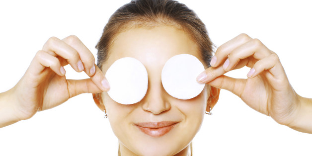 Woman with cotton pads